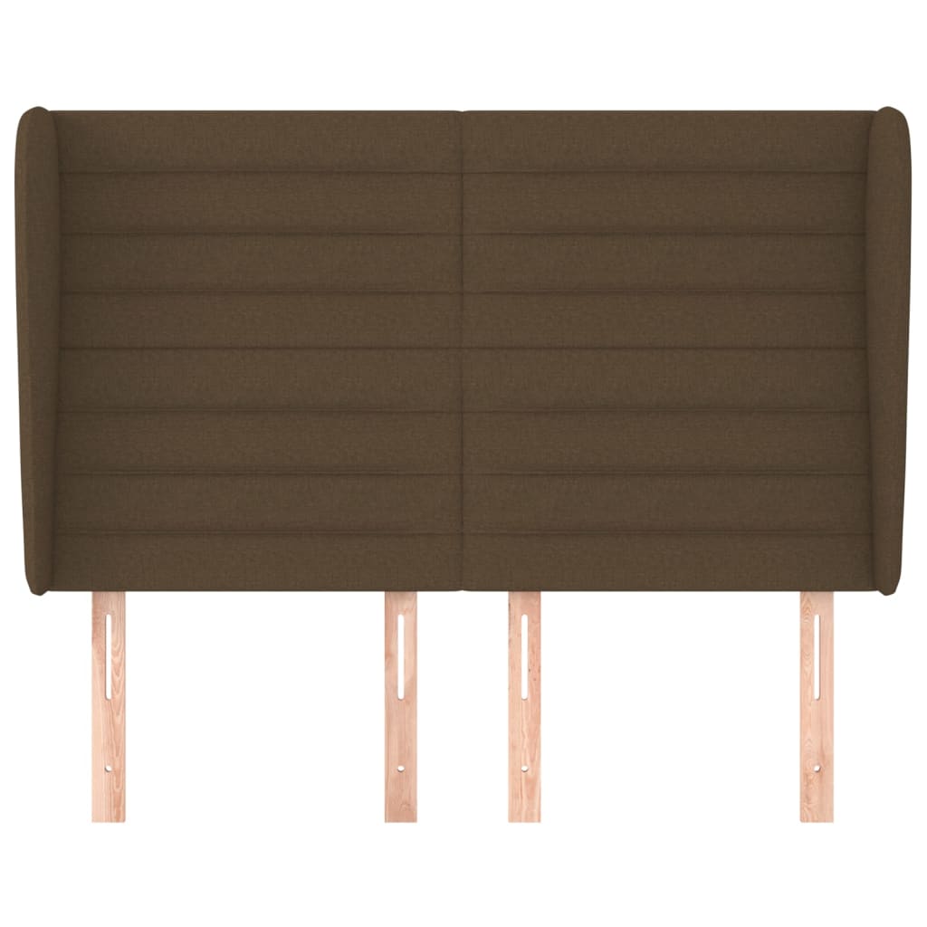vidaXL Hoofdbord met randen 147x23x118/128 cm stof donkerbruin afbeelding