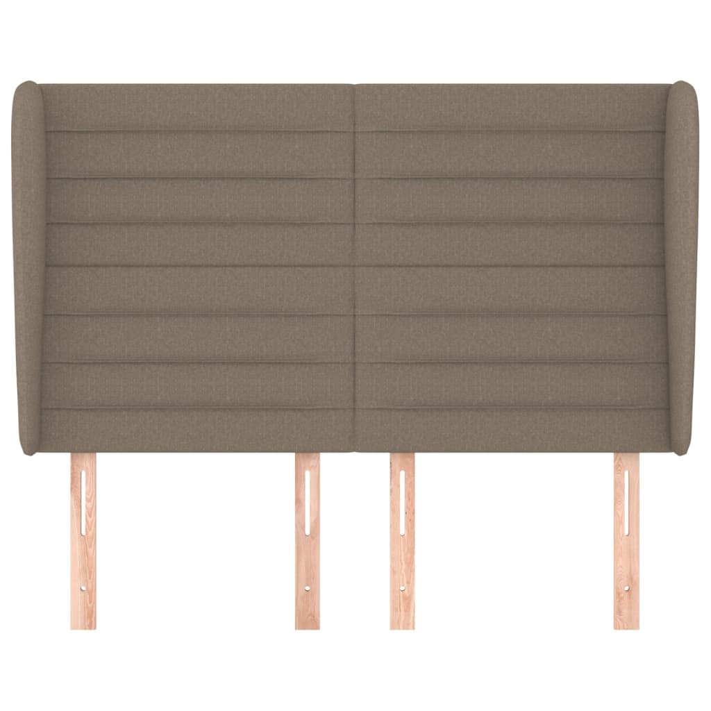 vidaXL Hoofdbord met randen 147x23x118/128 cm stof taupe afbeelding