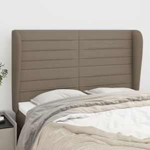 Čelo postele typu ušák taupe 147x23x118/128 cm textil - obrázek 1