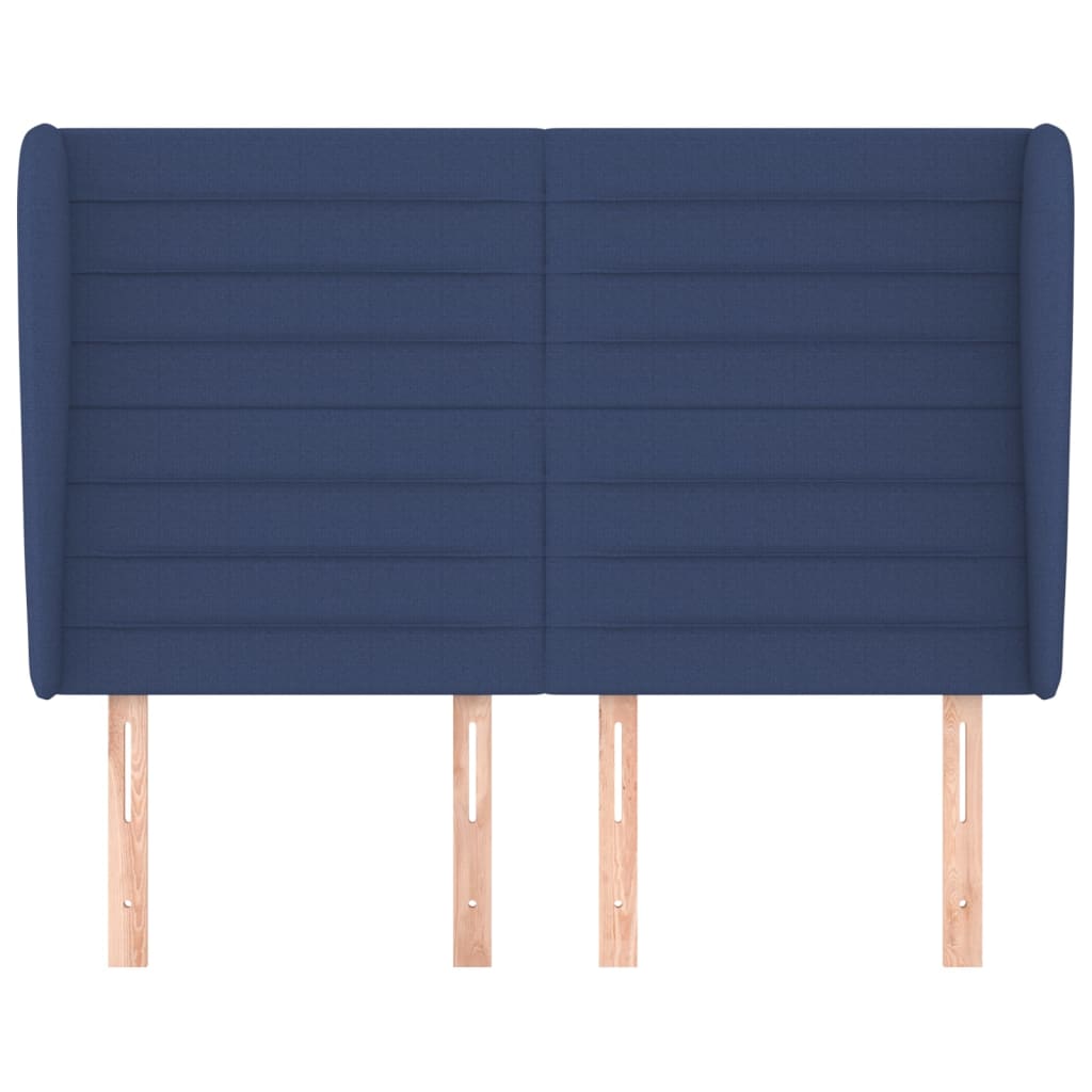 vidaXL Hoofdbord met randen 147x23x118/128 cm stof blauw afbeelding
