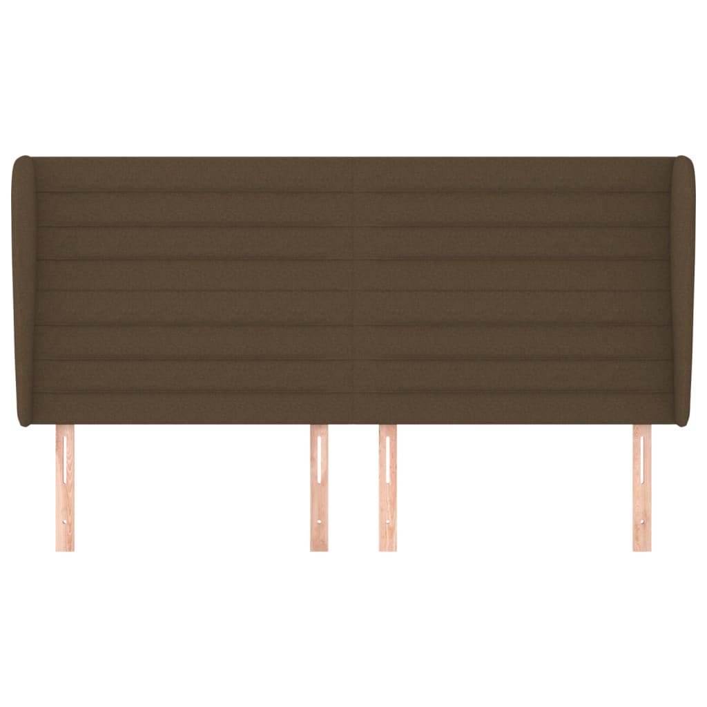 vidaXL Hoofdbord met randen 163x23x118/128 cm stof donkerbruin afbeelding