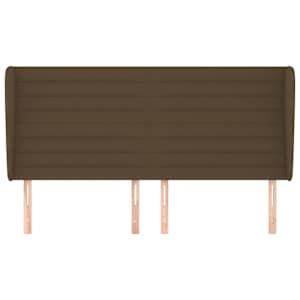 Čelo postele typu ušák tmavě hnědé 163x23x118/128 cm textil - obrázek 3