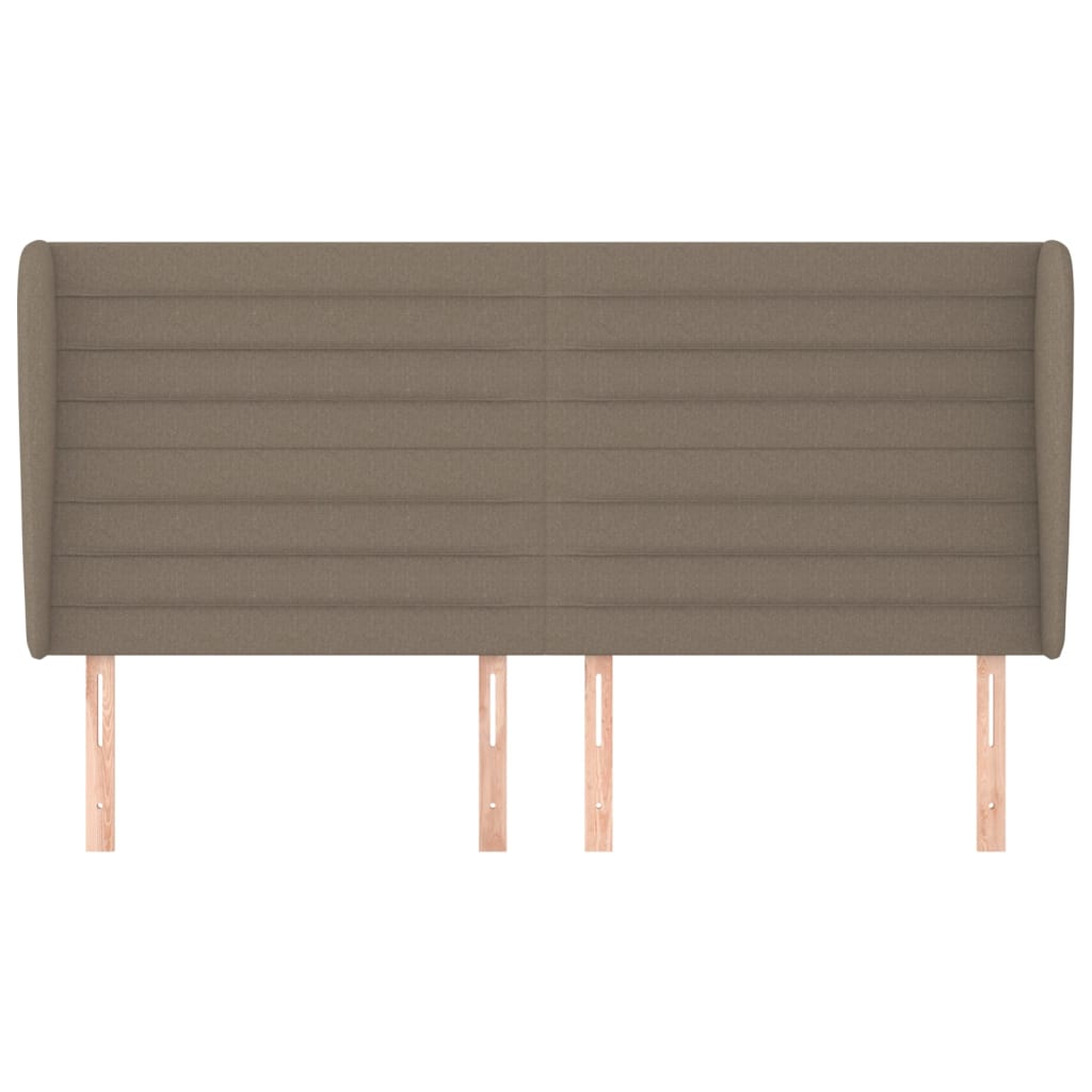 vidaXL Hoofdbord met randen 163x23x118/128 cm stof taupe afbeelding
