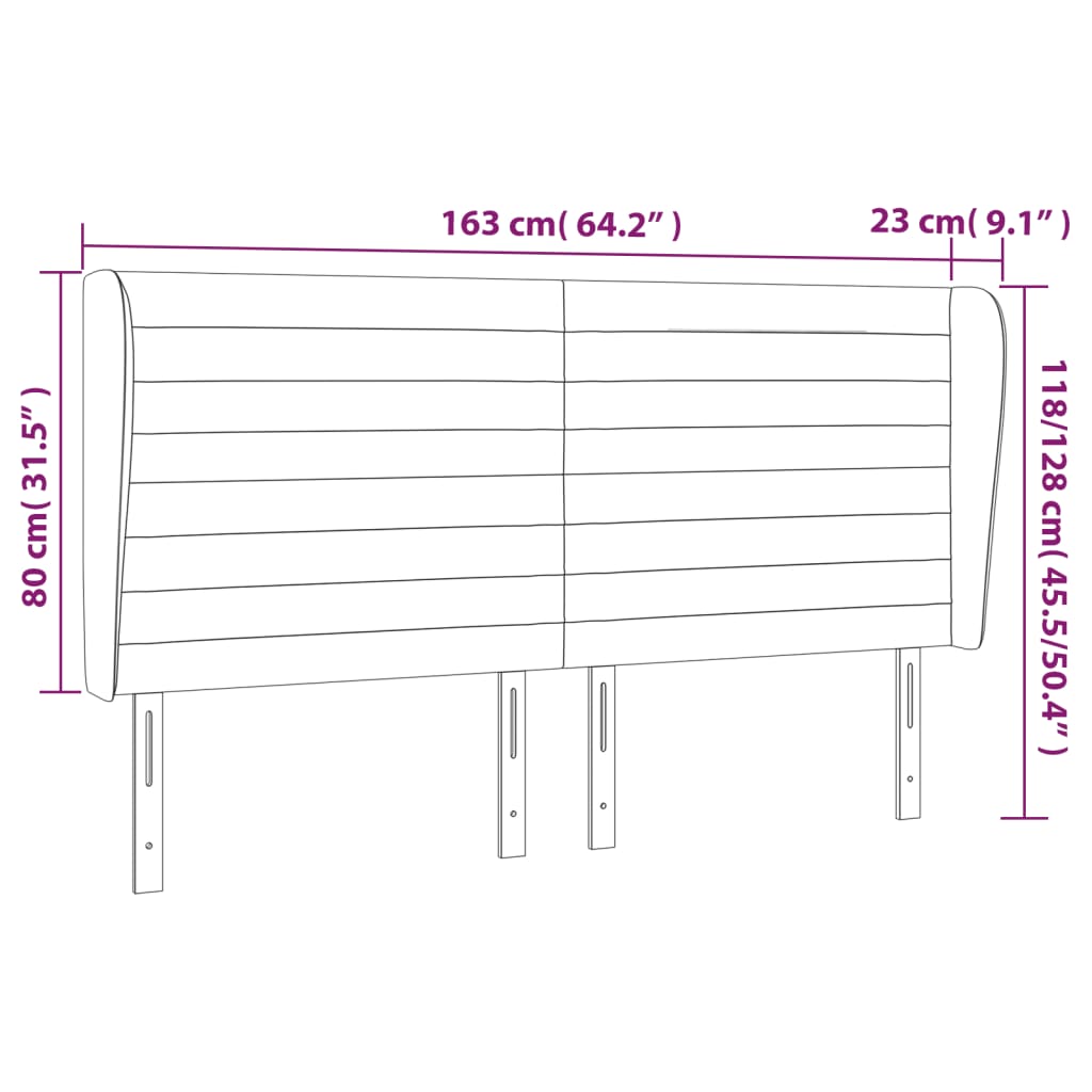 Klasyczny Zagłówek Uszak 163x23x118/128 Kremowy