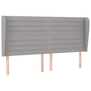 Čelo postele typu ušák světle šedé 183x23x118/128 cm textil - obrázek 2