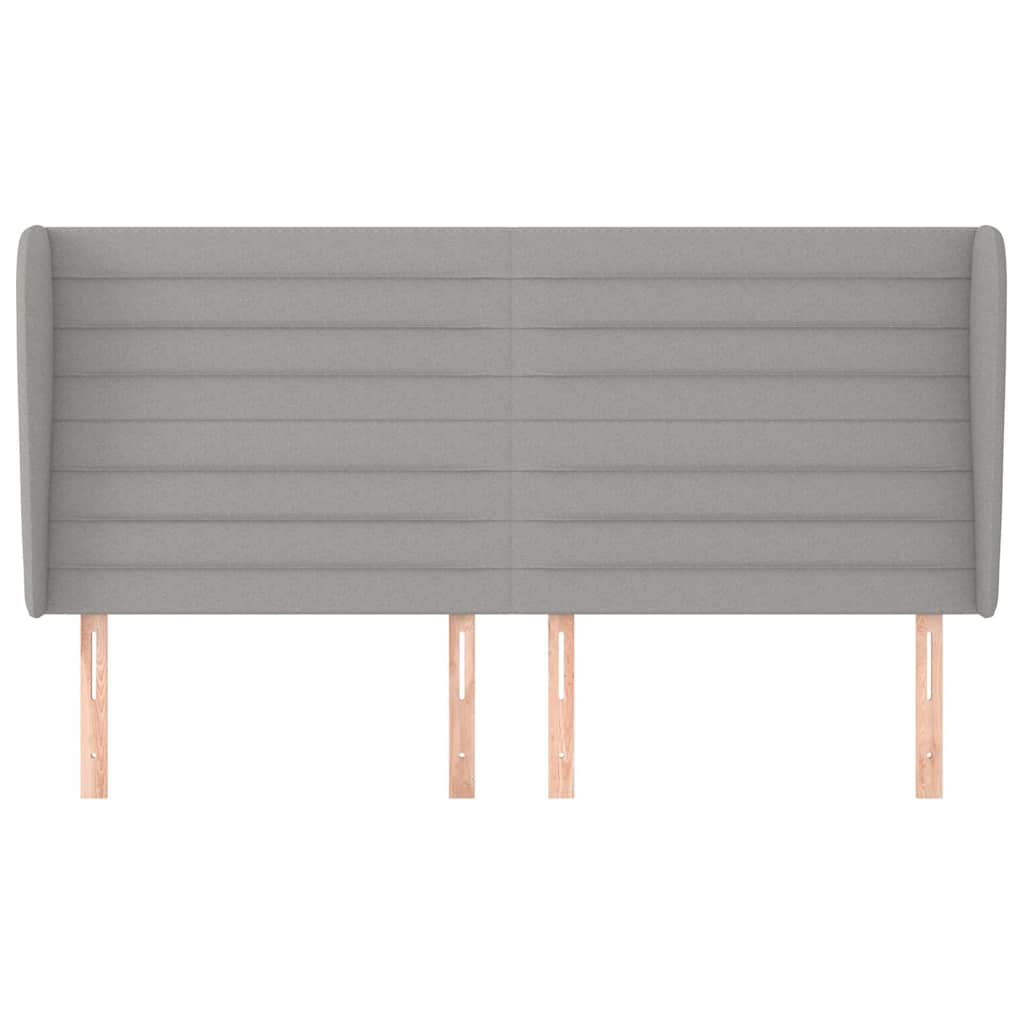 vidaXL Hoofdbord met randen 183x23x118/128 cm stof lichtgrijs grijs, foto 2