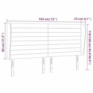 Čelo postele typu ušák tmavě hnědé 183x23x118/128 cm textil - obrázek 9