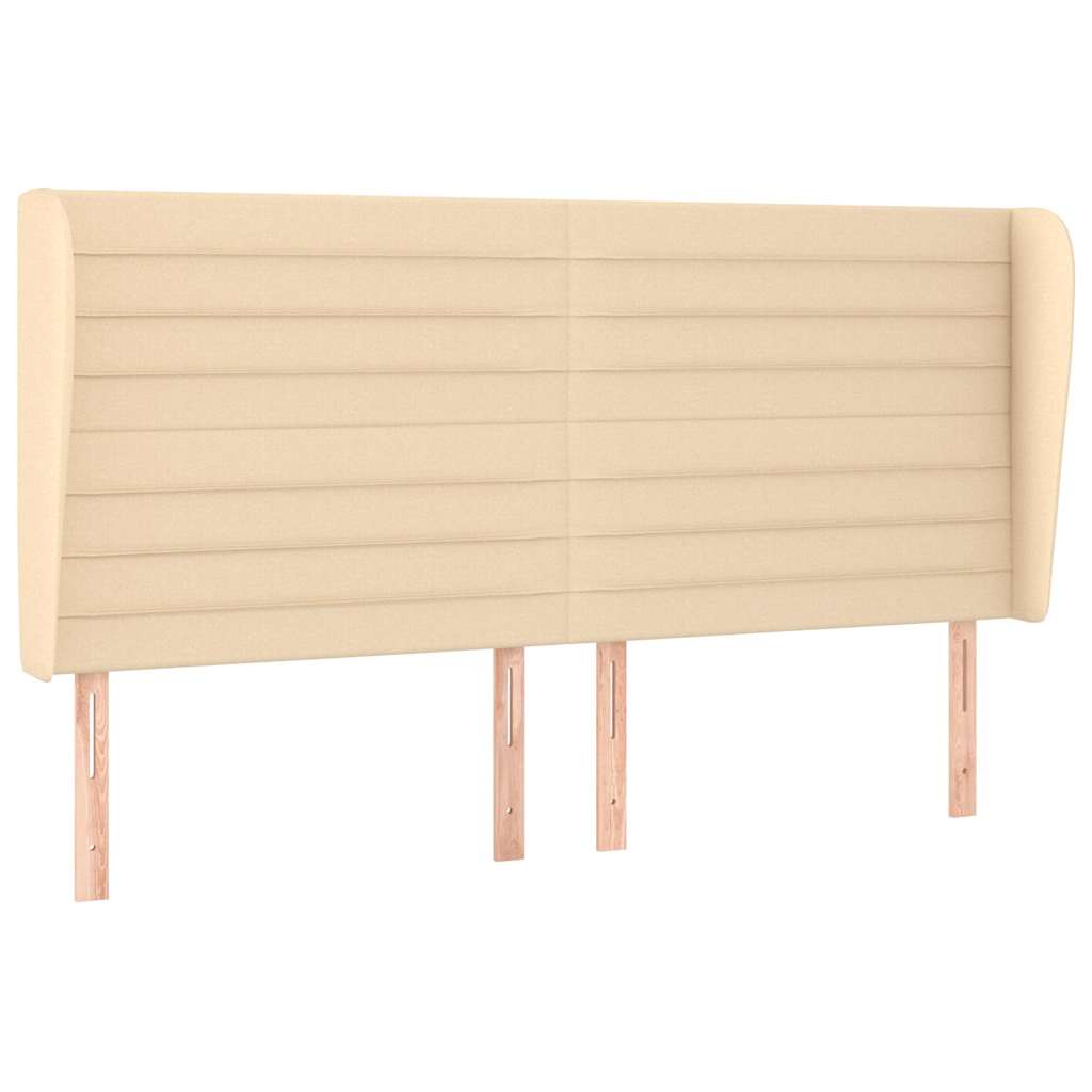 vidaXL Hoofdbord met randen 183x23x118/128 cm stof crèmekleurig, foto 3