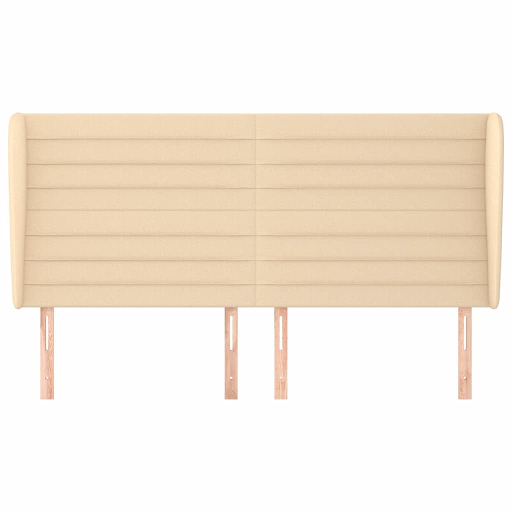 vidaXL Hoofdbord met randen 183x23x118/128 cm stof crèmekleurig, foto 2