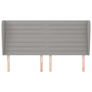 Čelo postele typu ušák světle šedé 203x23x118/128 cm textil - obrázek 3