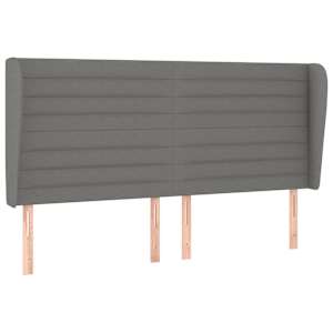 Čelo postele typu ušák tmavě šedé 203x23x118/128 cm textil - obrázek 2