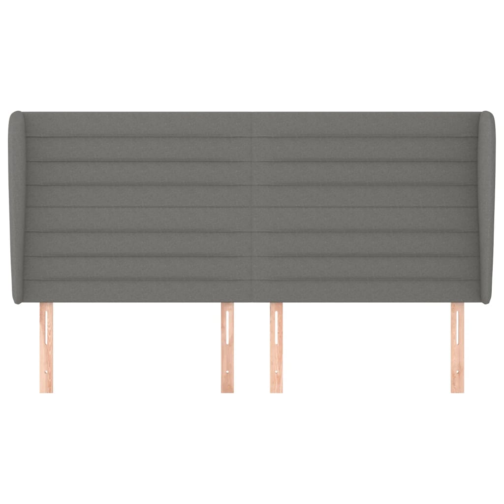 vidaXL Hoofdbord met randen 203x23x118/128 cm stof donkergrijs afbeelding