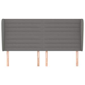 Čelo postele typu ušák tmavě šedé 203x23x118/128 cm textil - obrázek 3