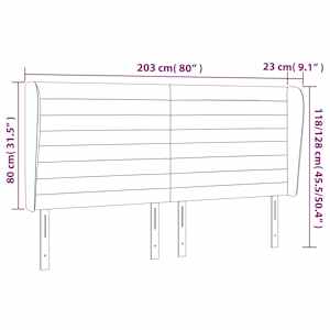 Čelo postele typu ušák tmavě šedé 203x23x118/128 cm textil - obrázek 9