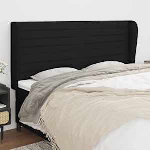 Čelo postele typu ušák černé 203x23x118/128 cm textil - obrázek 1