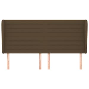 Čelo postele typu ušák tmavě hnědé 203x23x118/128 cm textil - obrázek 3