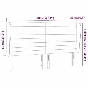 Čelo postele typu ušák tmavě hnědé 203x23x118/128 cm textil - obrázek 9