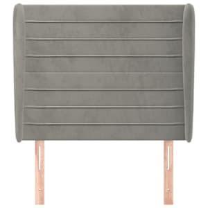 Čelo postele typu ušák světle šedé 83 x 23 x 118/128 cm samet - obrázek 3