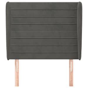 Čelo postele typu ušák tmavě šedé 83 x 23 x 118/128 cm samet - obrázek 3