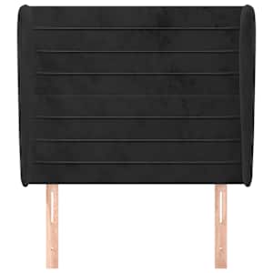 Čelo postele typu ušák černé 83 x 23 x 118/128 cm samet - obrázek 3