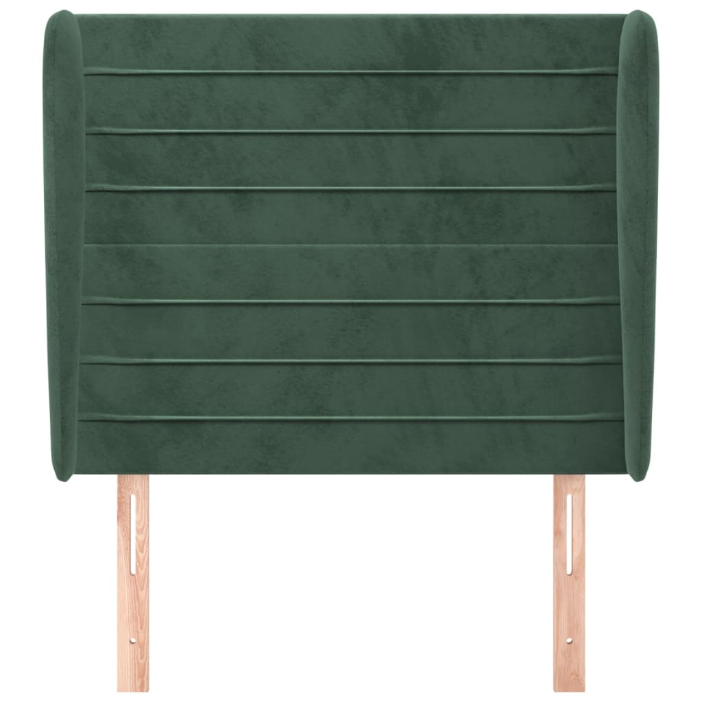 vidaXL Hoofdbord met randen 83x23x118/128 cm fluweel donkergroen afbeelding