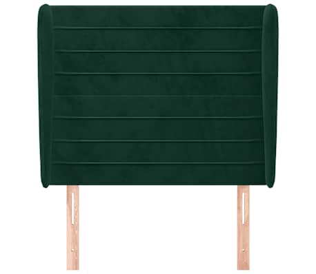 vidaXL T&ecirc;te de lit avec oreilles Vert fonc&eacute; 83x23x118/128 cm Velours