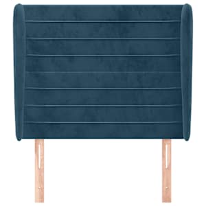 Čelo postele typu ušák tmavě modré 83 x 23 x 118/128 cm samet - obrázek 3