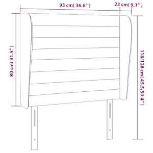 Čelo postele typu ušák světle šedé 93 x 23 x 118/128 cm samet - obrázek 9