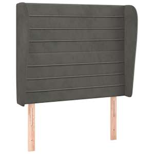 Čelo postele typu ušák tmavě šedé 93x23x118/128 cm samet - obrázek 2