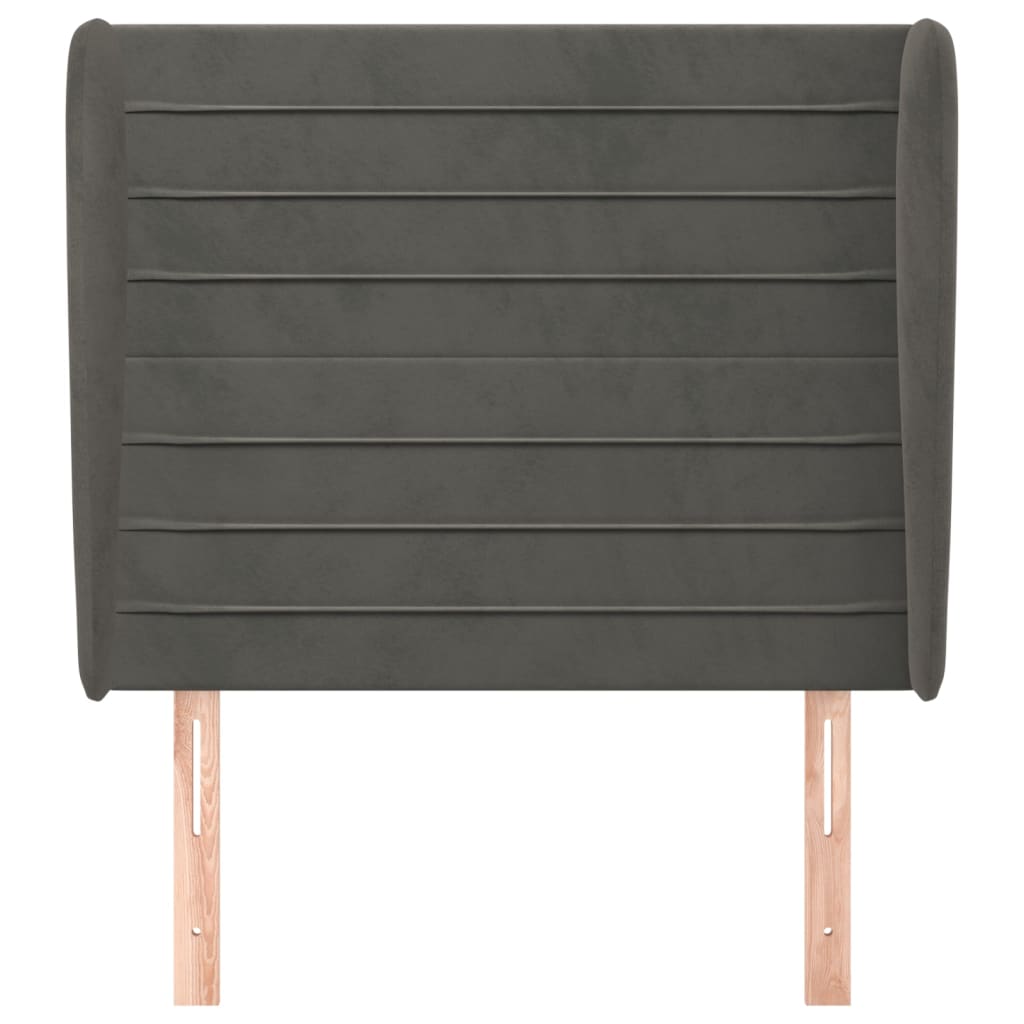 vidaXL Hoofdbord met randen 93x23x118/128 cm fluweel donkergrijs afbeelding
