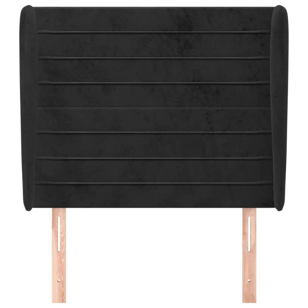 Tăblie de pat cu aripioare, negru, 93x23x118/128 cm, catifea