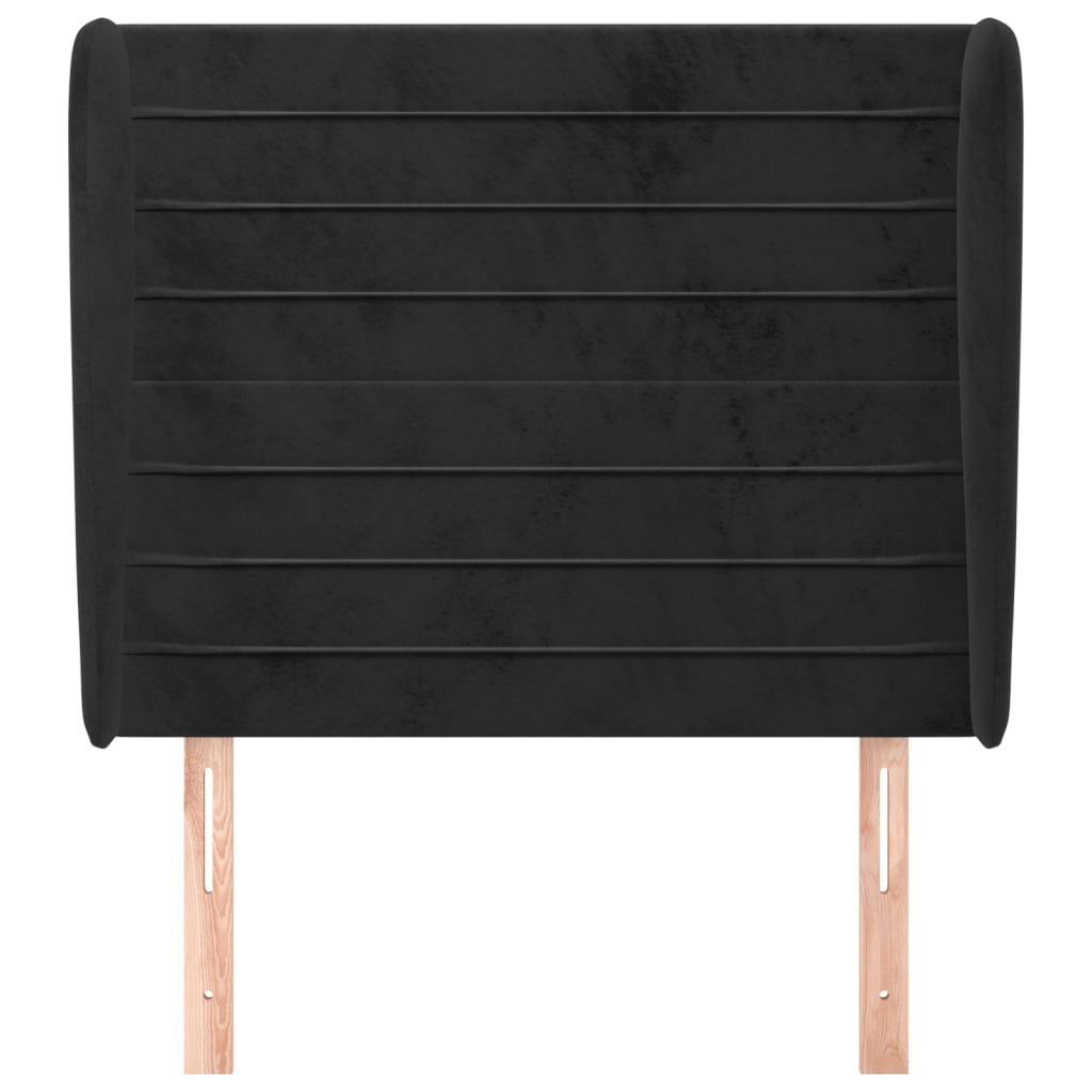 vidaXL Hoofdbord met randen 93x23x118/128 cm fluweel zwart afbeelding