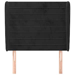 Čelo postele typu ušák černé 93x23x118/128 cm samet - obrázek 3