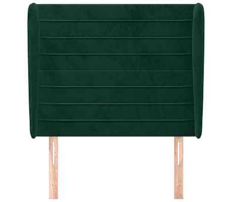 vidaXL Čelo postele typu u&scaron;&aacute;k tmavě zelen&aacute; 93x23x118/128 cm samet