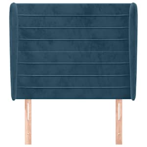 Čelo postele typu ušák tmavě modrá 93x23x118/128 cm samet - obrázek 3