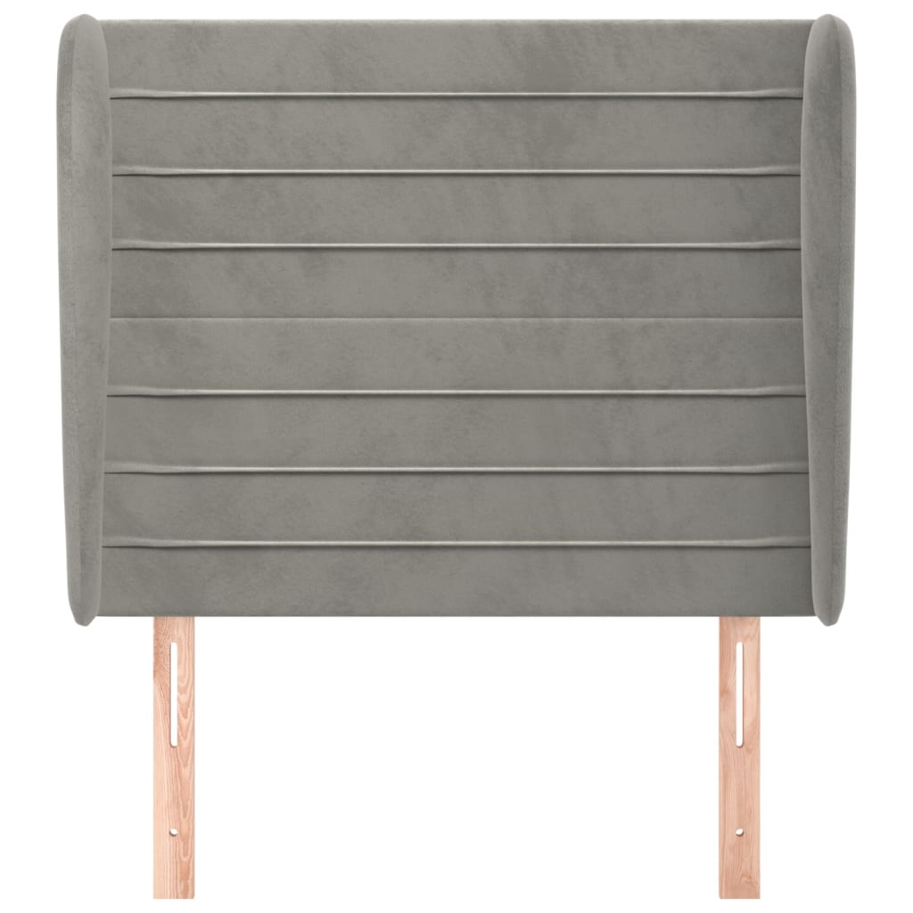 vidaXL Hoofdbord met randen 103x23x118/128 cm fluweel lichtgrijs afbeelding