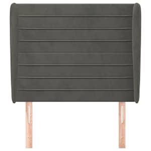 Čelo postele typu ušák tmavě šedé 103x23x118/128 cm samet - obrázek 3