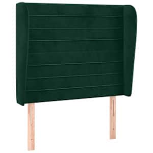 Čelo postele typu ušák tmavě zelená 103x23x118/128 cm samet - obrázek 2