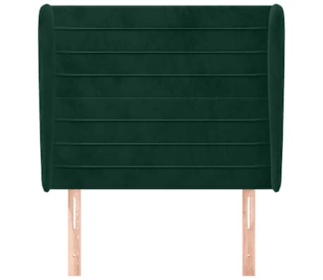 vidaXL T&ecirc;te de lit avec oreilles Vert fonc&eacute; 103x23x118/128 cm Velours