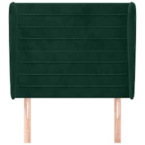 Čelo postele typu ušák tmavě zelená 103x23x118/128 cm samet - obrázek 3