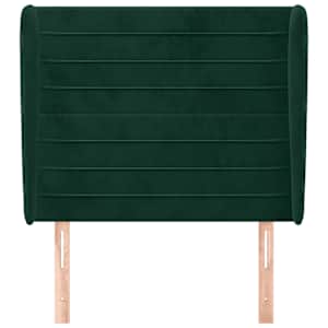 vidaXL T&ecirc;te de lit avec oreilles Vert fonc&eacute; 103x23x118/128 cm Velours
