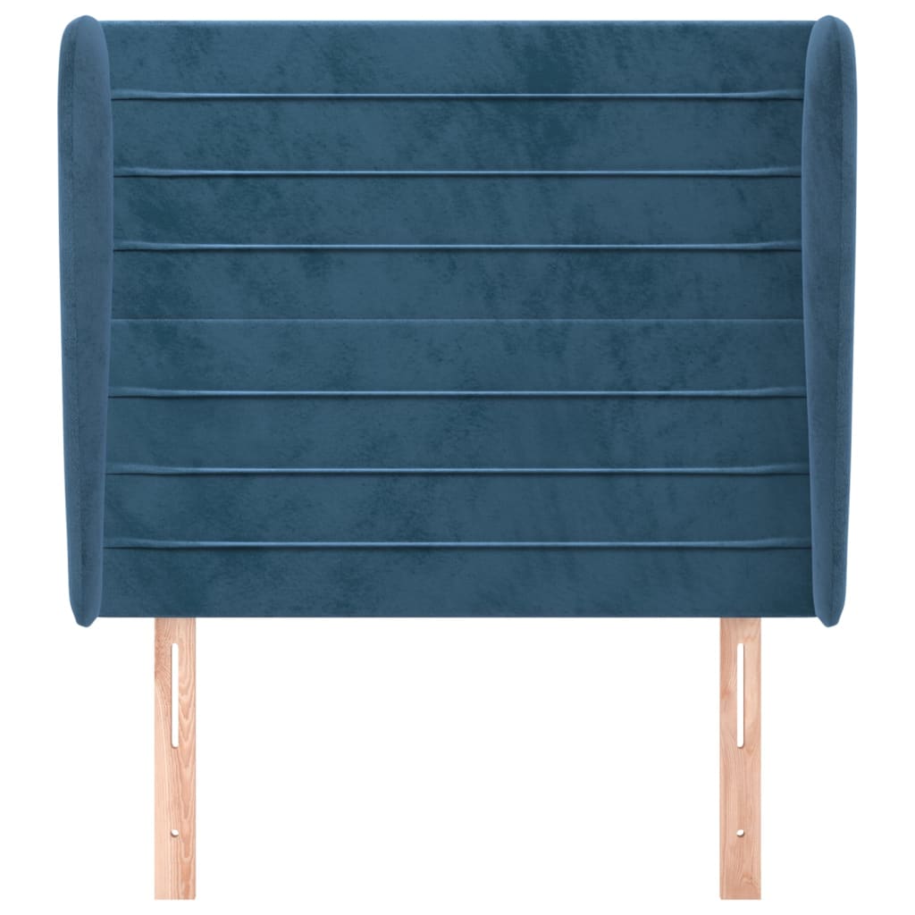 vidaXL Hoofdbord met randen 103x23x118/128 cm fluweel donkerblauw afbeelding