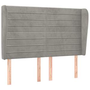 Čelo postele typu ušák světle šedé 147x23x118/128 cm samet - obrázek 2