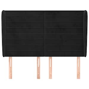 Čelo postele typu ušák černé 147x23x118/128 cm samet - obrázek 3