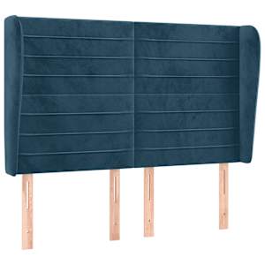 Čelo postele typu ušák tmavě modrá 147x23x118/128 cm samet - obrázek 2