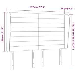 Čelo postele typu ušák tmavě modrá 147x23x118/128 cm samet - obrázek 7