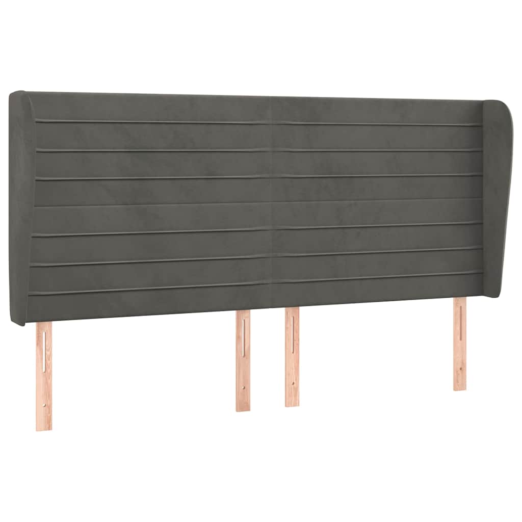 vidaXL Čelo postele typu ušák tmavě šedé 163x23x118/128 cm samet