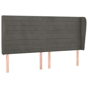 Čelo postele typu ušák tmavě šedé 163x23x118/128 cm samet - obrázek 2