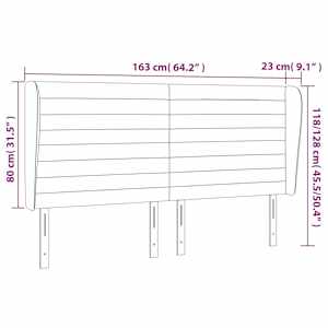 Čelo postele typu ušák tmavě šedé 163x23x118/128 cm samet - obrázek 9