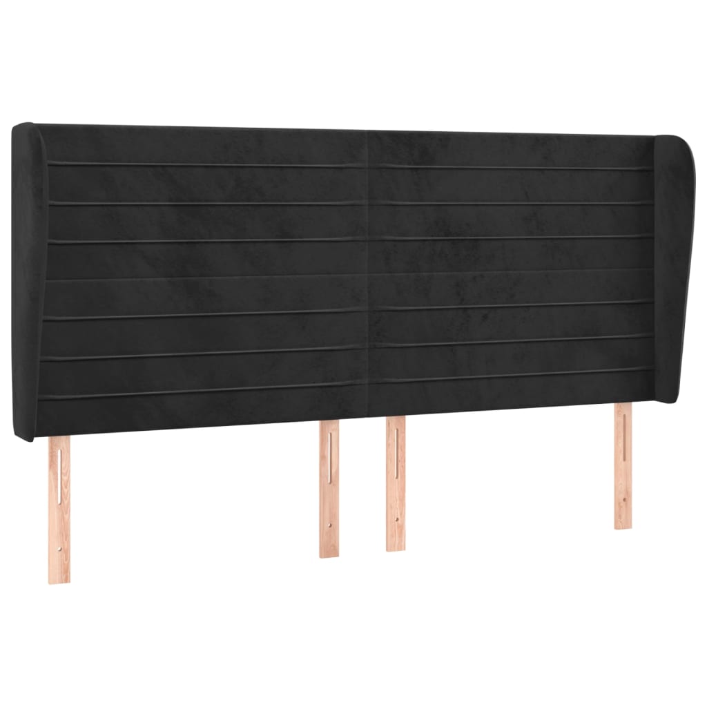 vidaXL Čelo postele typu ušák černé 163x23x118/128 cm samet